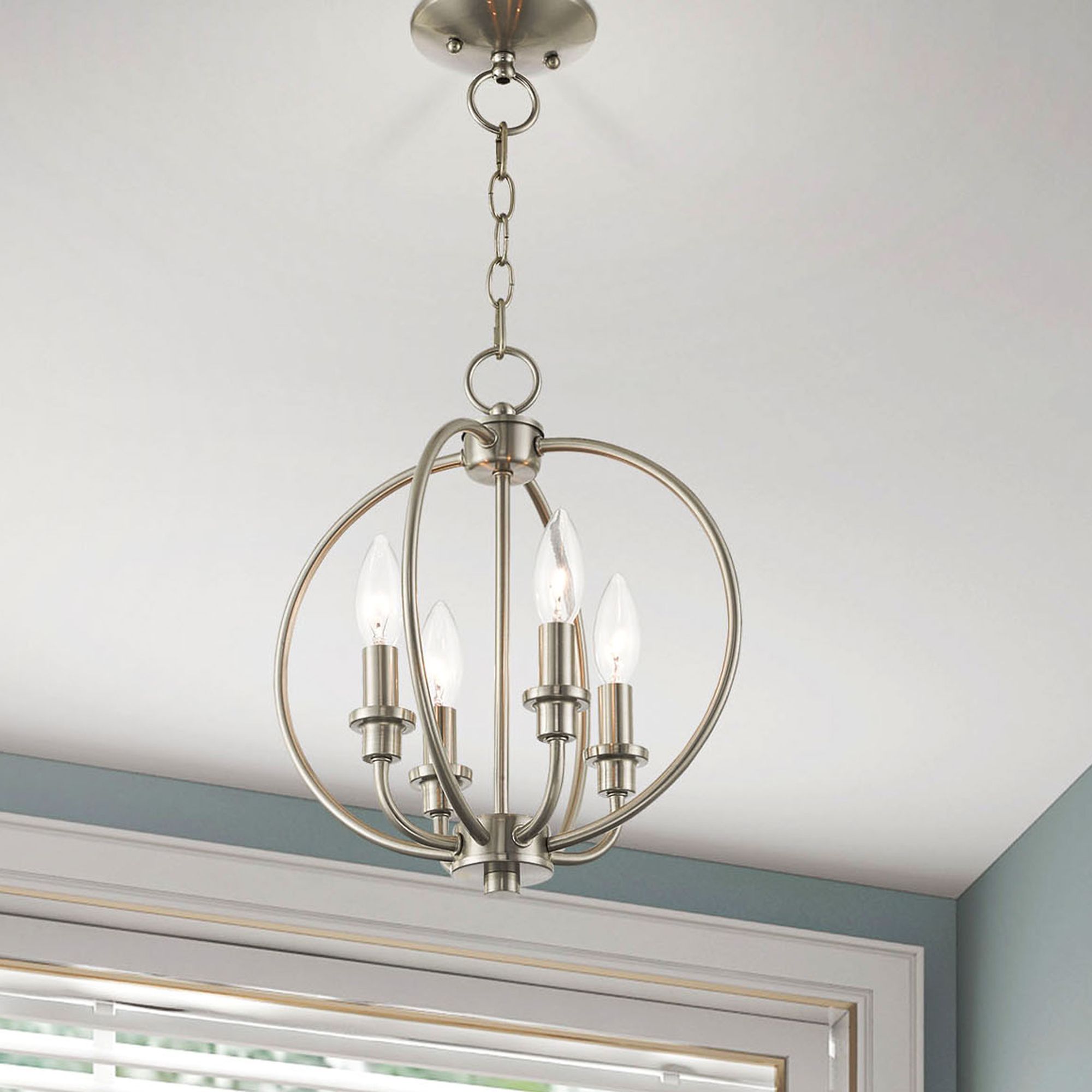 4 Light Brushed Nickel Chain Lantern