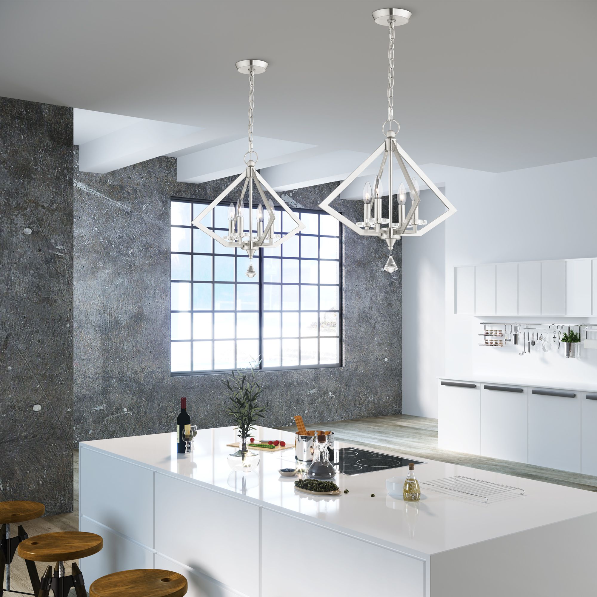 4 Light Brushed Nickel Chandelier