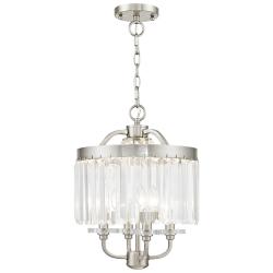 4 Light Brushed Nickel Convertible Mini Chandelier/Ceiling Mount