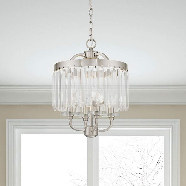 Image 1 4 Light Brushed Nickel Convertible Mini Chandelier/Ceiling Mount