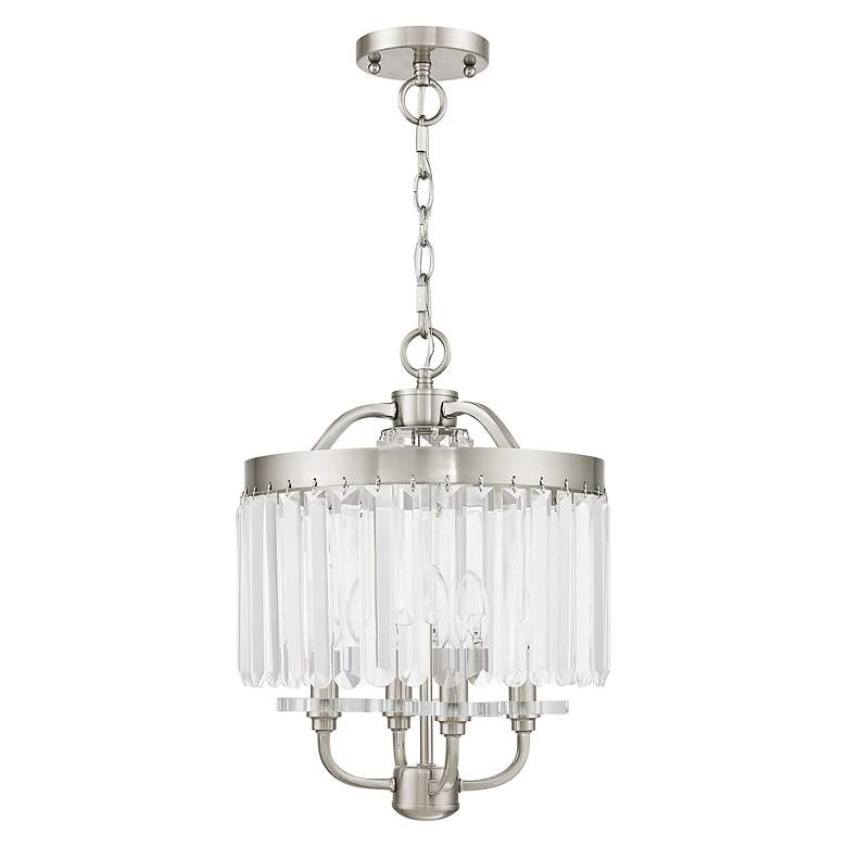 Image 3 4 Light Brushed Nickel Convertible Mini Chandelier/Ceiling Mount more views