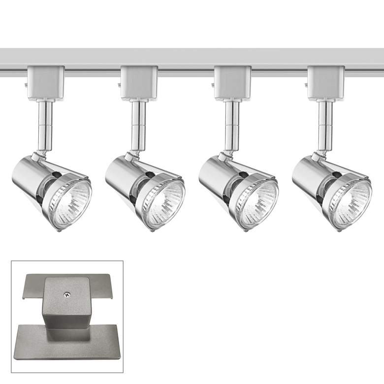 Image 1 4-Light Brushed Nickel Halogen Floating Canopy Track Kit