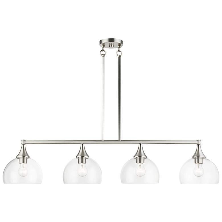 Image 2 4 Light Brushed Nickel Large Linear Chandelier