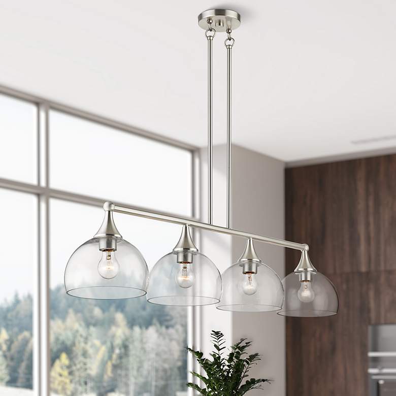 Image 1 4 Light Brushed Nickel Large Linear Chandelier