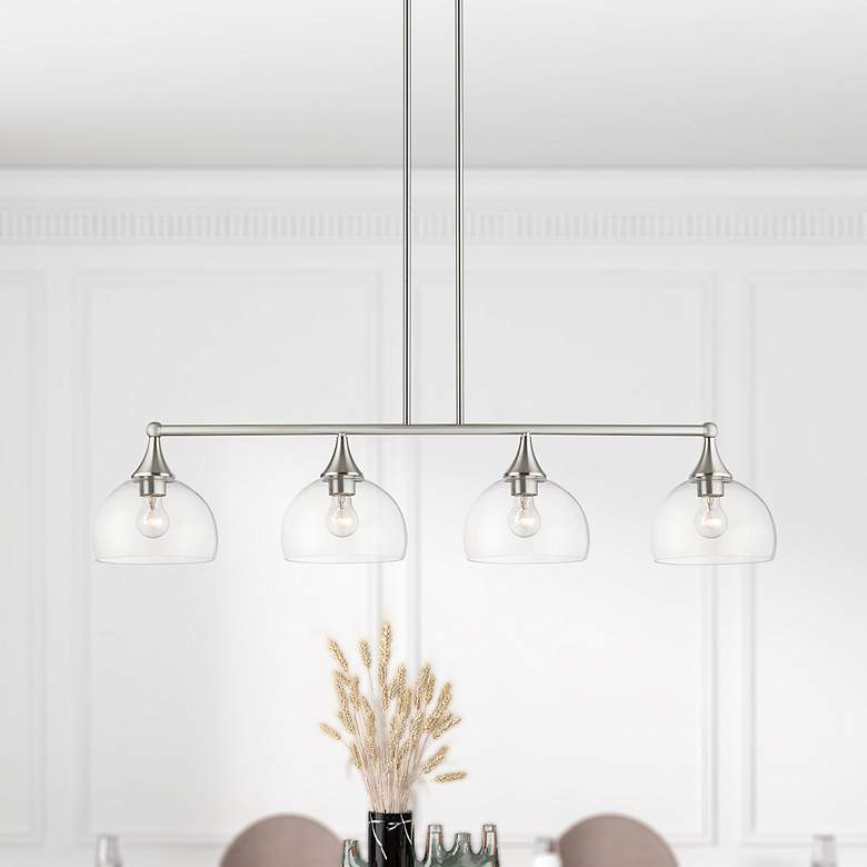 Image 3 4 Light Brushed Nickel Large Linear Chandelier more views