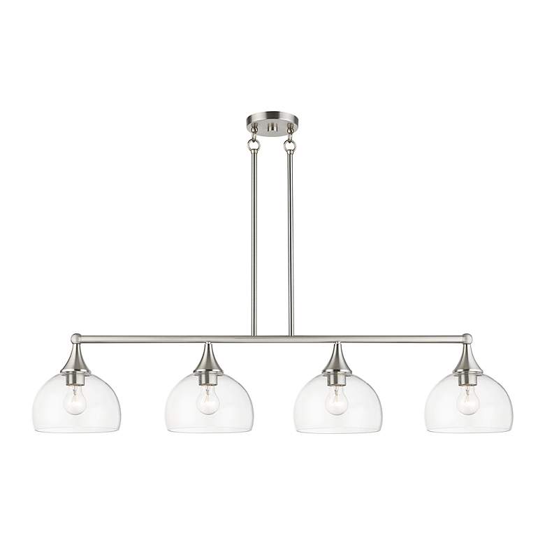 Image 4 4 Light Brushed Nickel Large Linear Chandelier more views
