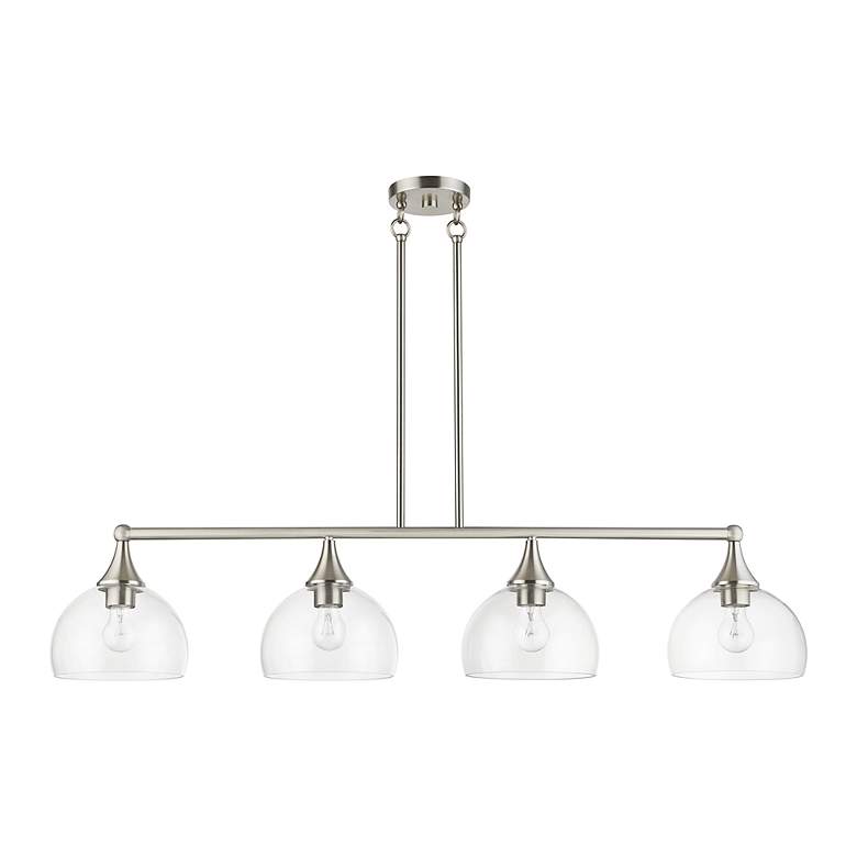 Image 5 4 Light Brushed Nickel Large Linear Chandelier more views