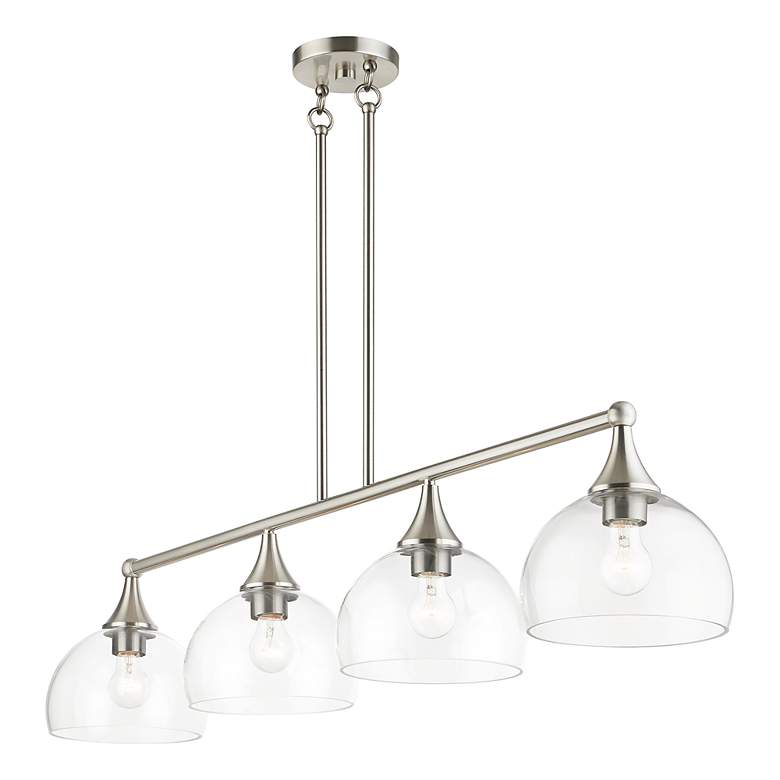 Image 6 4 Light Brushed Nickel Large Linear Chandelier more views