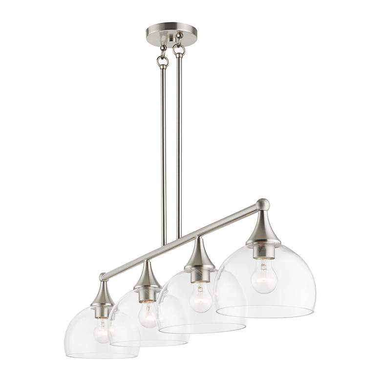 Image 7 4 Light Brushed Nickel Large Linear Chandelier more views