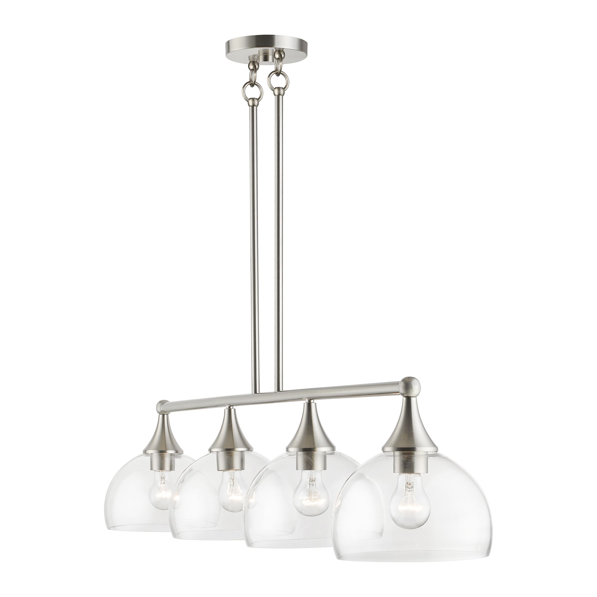 4 Light Brushed Nickel Large Linear Chandelier