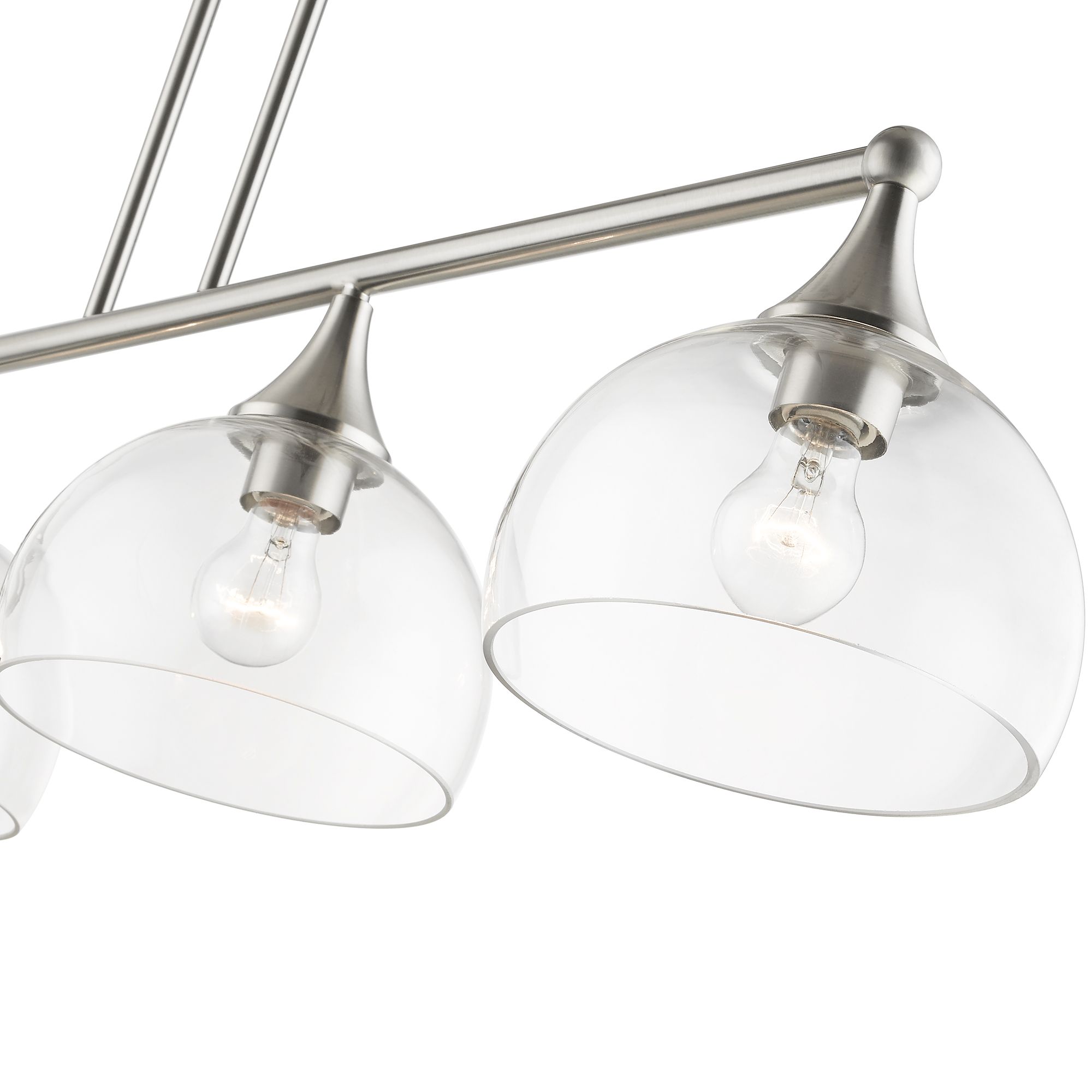 4 Light Brushed Nickel Large Linear Chandelier