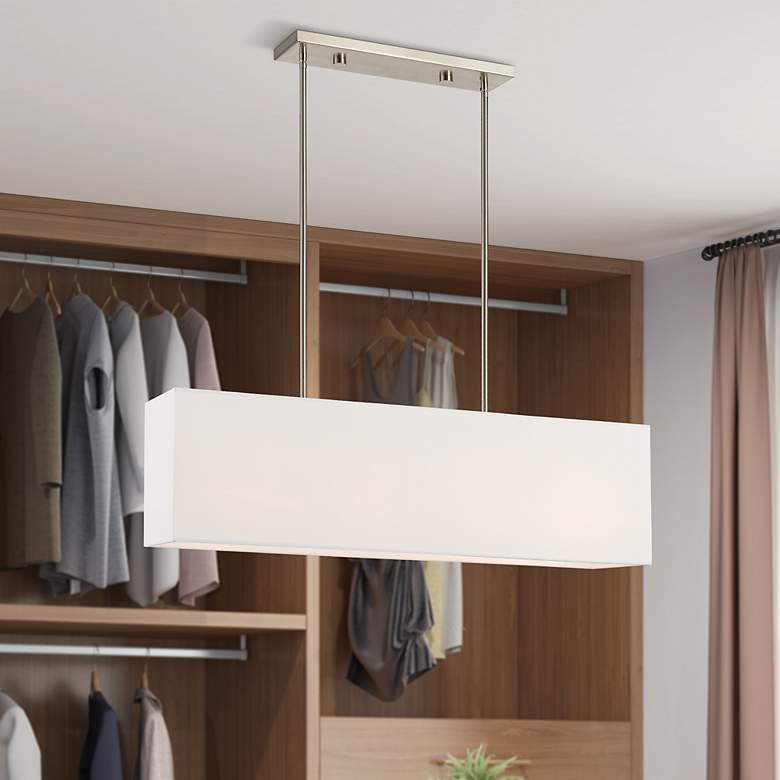 Image 5 4 Light Brushed Nickel Linear Chandelier more views