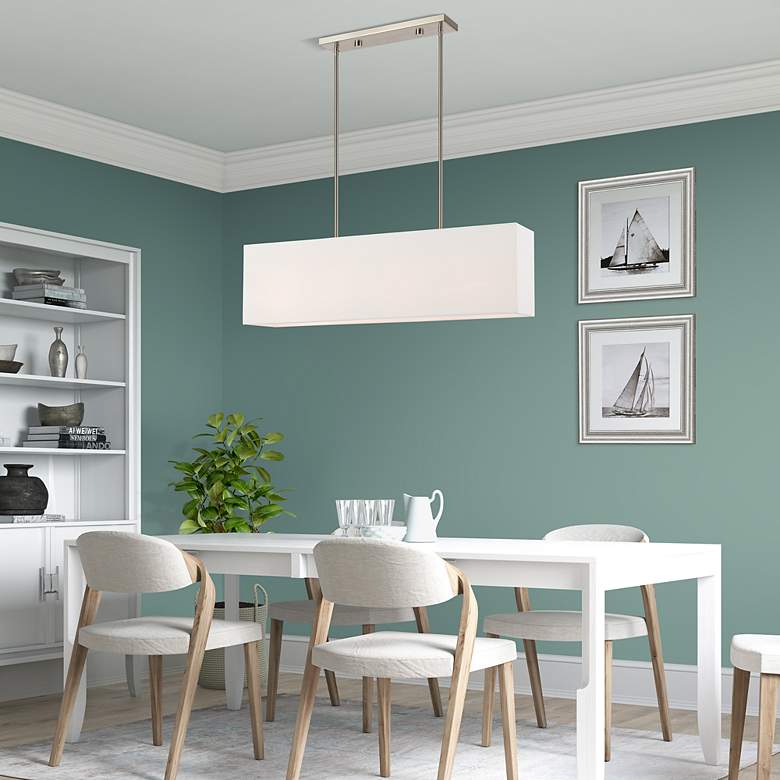 Image 6 4 Light Brushed Nickel Linear Chandelier more views