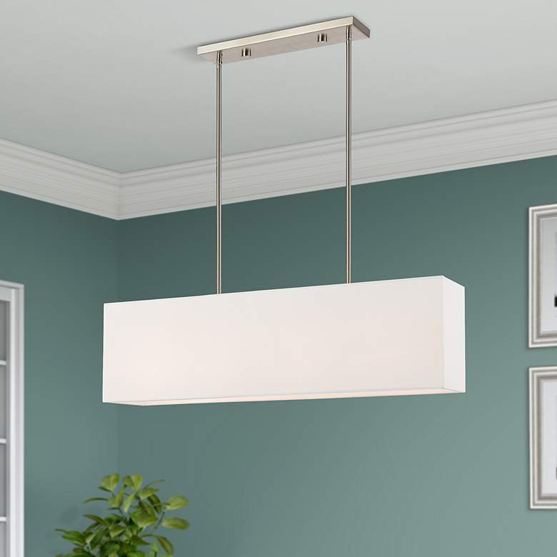 Image 7 4 Light Brushed Nickel Linear Chandelier more views