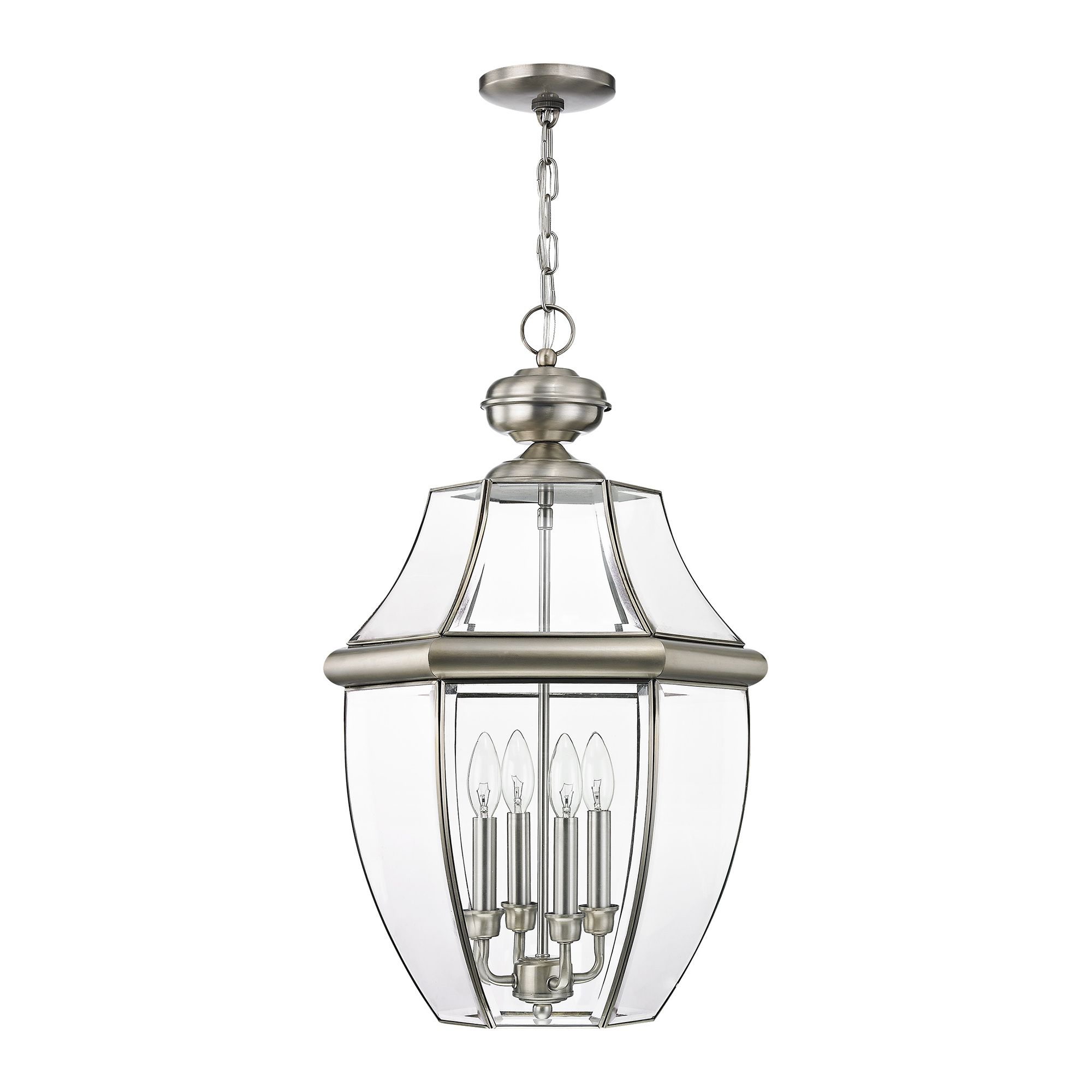 Image 4 4 Light Brushed Nickel Outdoor Pendant Lantern more views