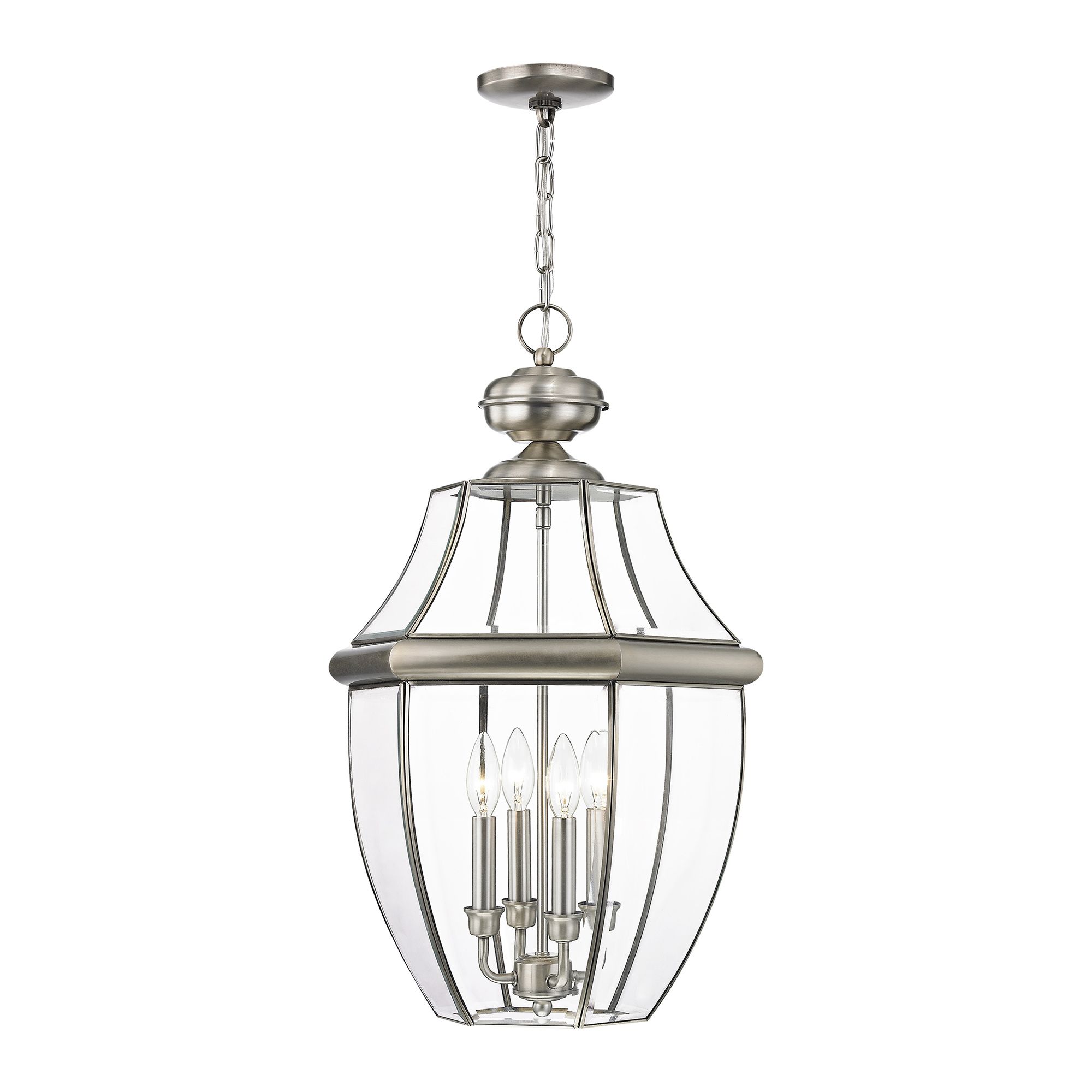 Image 5 4 Light Brushed Nickel Outdoor Pendant Lantern more views
