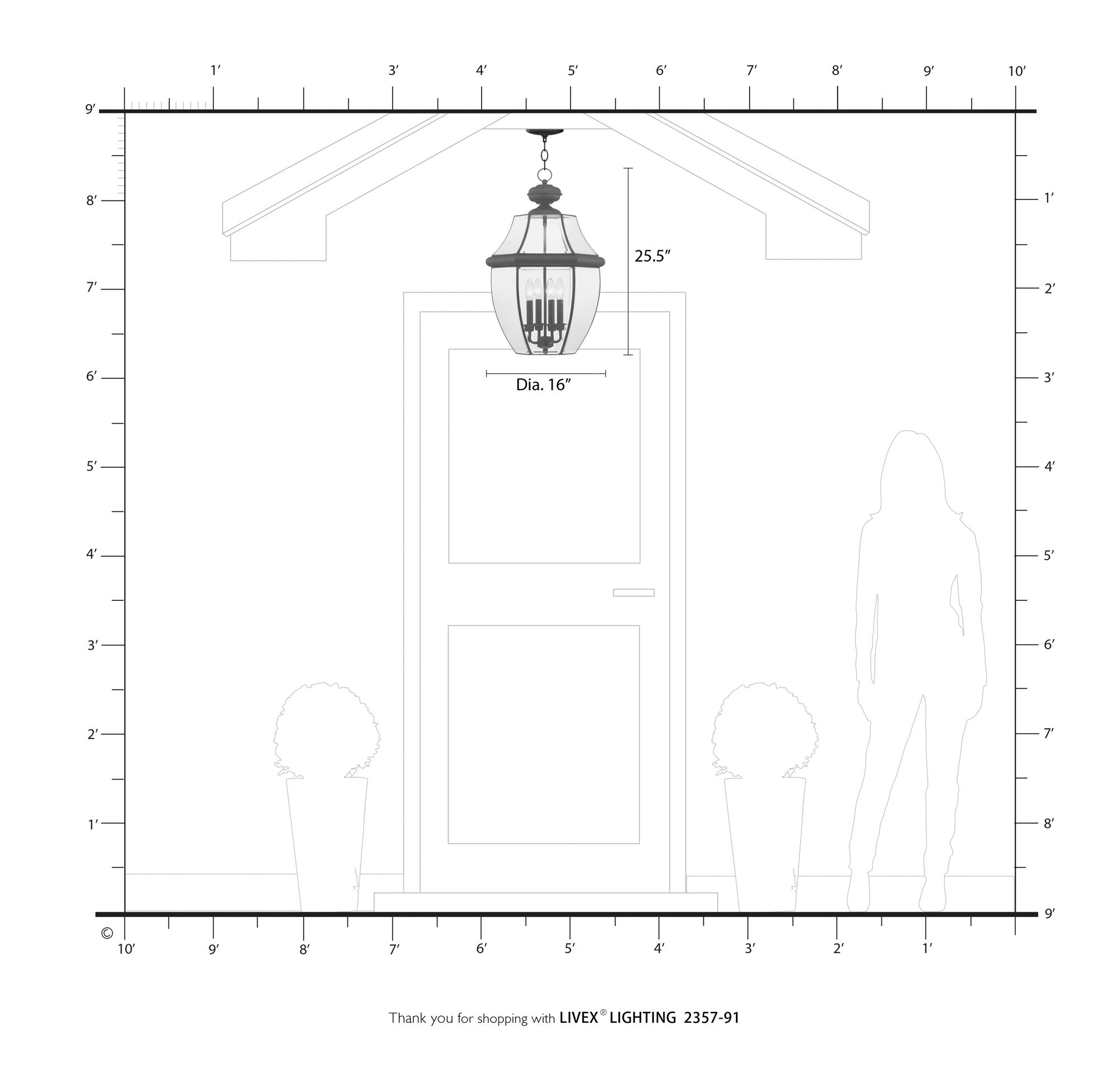 Image 7 4 Light Brushed Nickel Outdoor Pendant Lantern more views