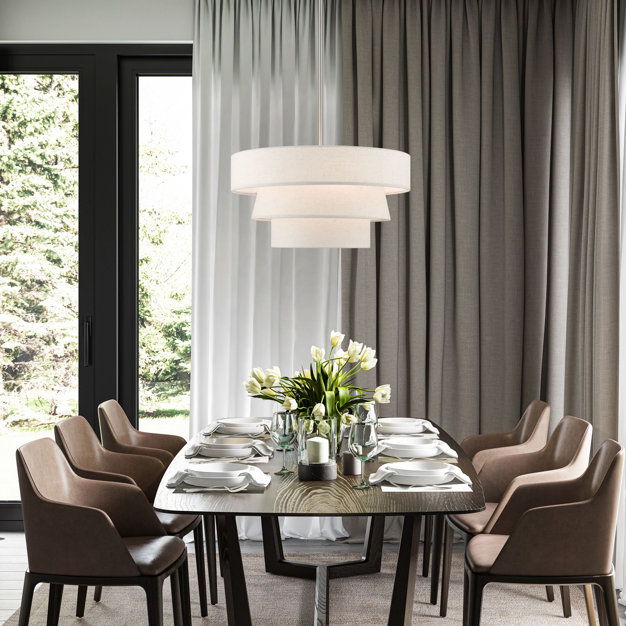 4 Light Brushed Nickel Pendant Chandelier