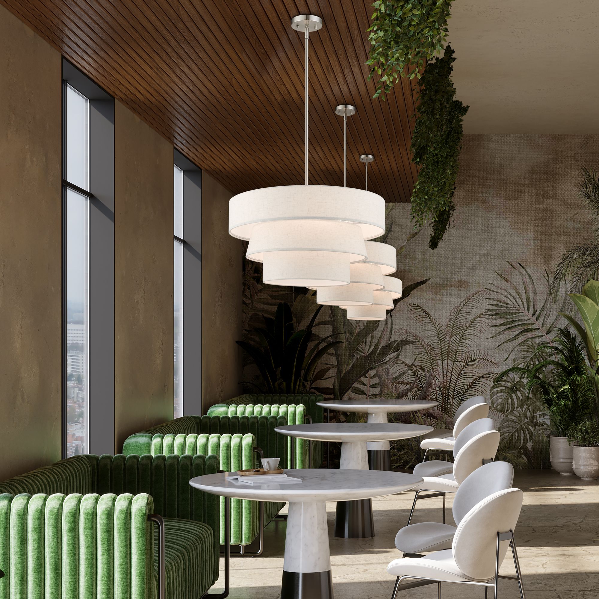 4 Light Brushed Nickel Pendant Chandelier