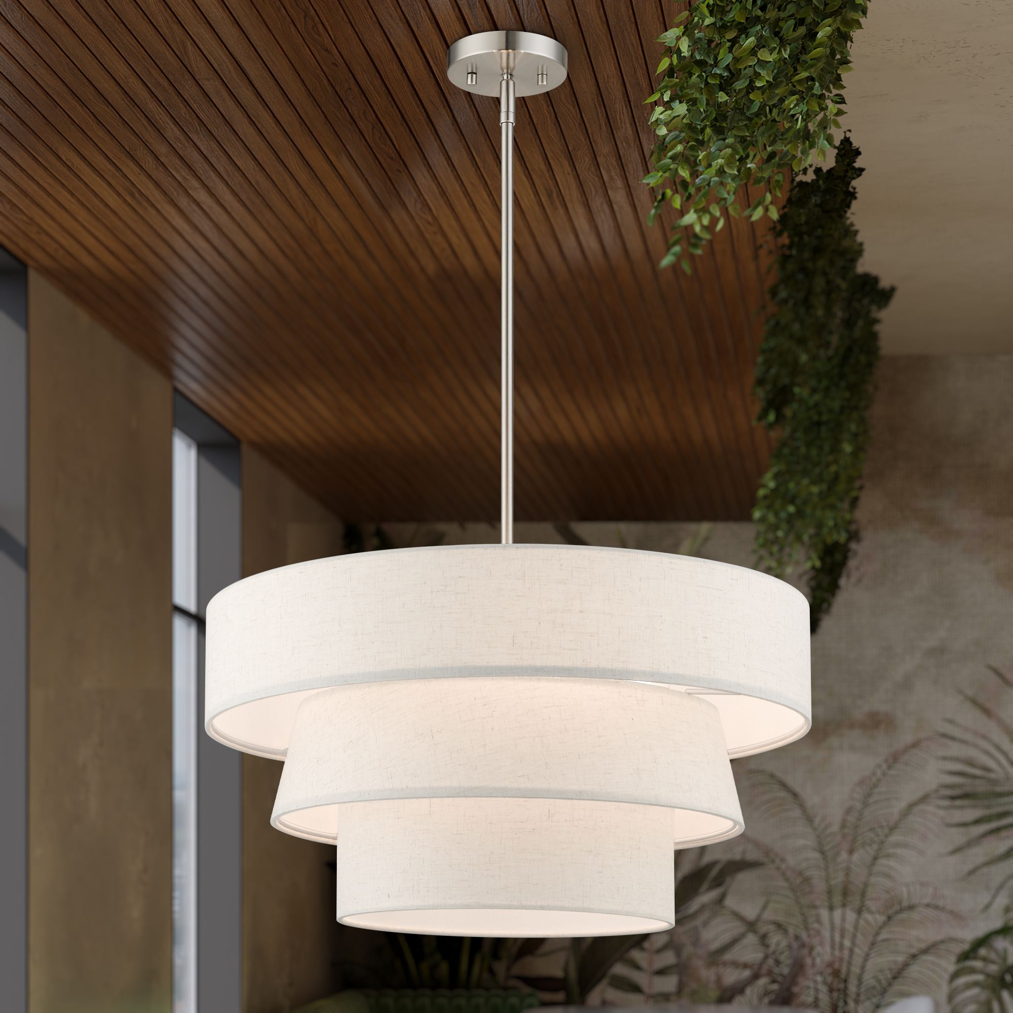 4 Light Brushed Nickel Pendant Chandelier