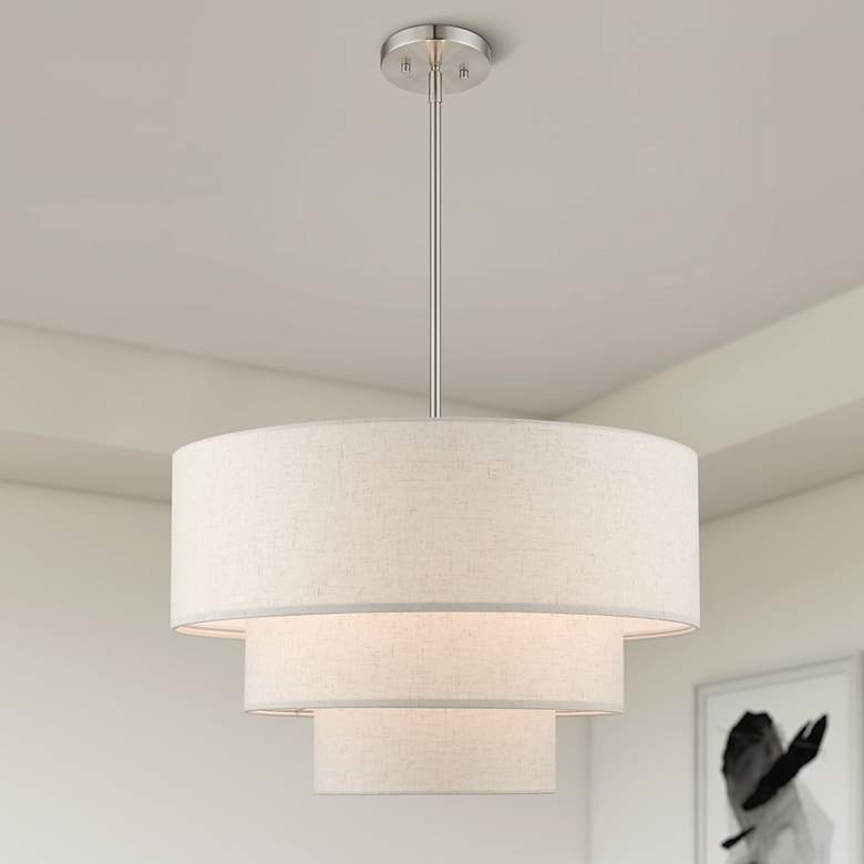 Image 1 4 Light Brushed Nickel Pendant Chandelier