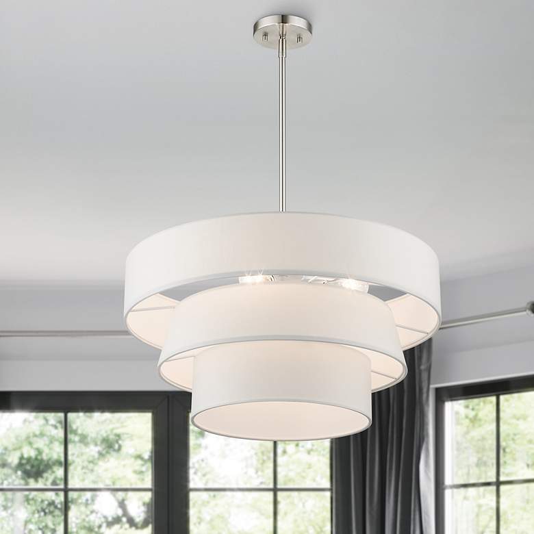 Image 1 4 Light Brushed Nickel Pendant Chandelier
