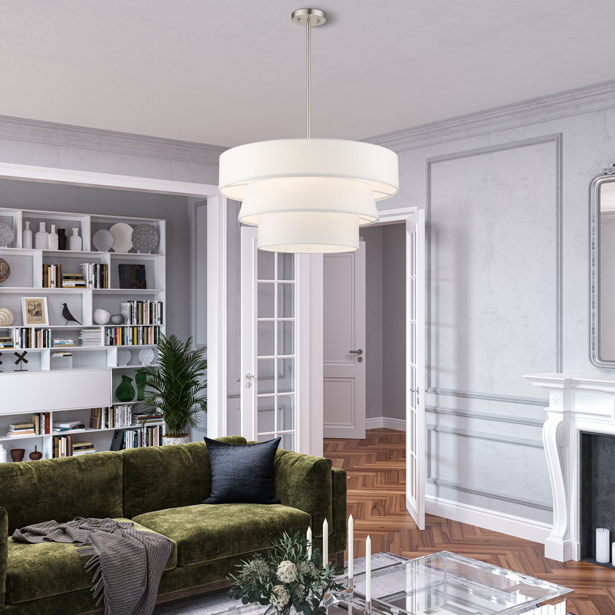 4 Light Brushed Nickel Pendant Chandelier