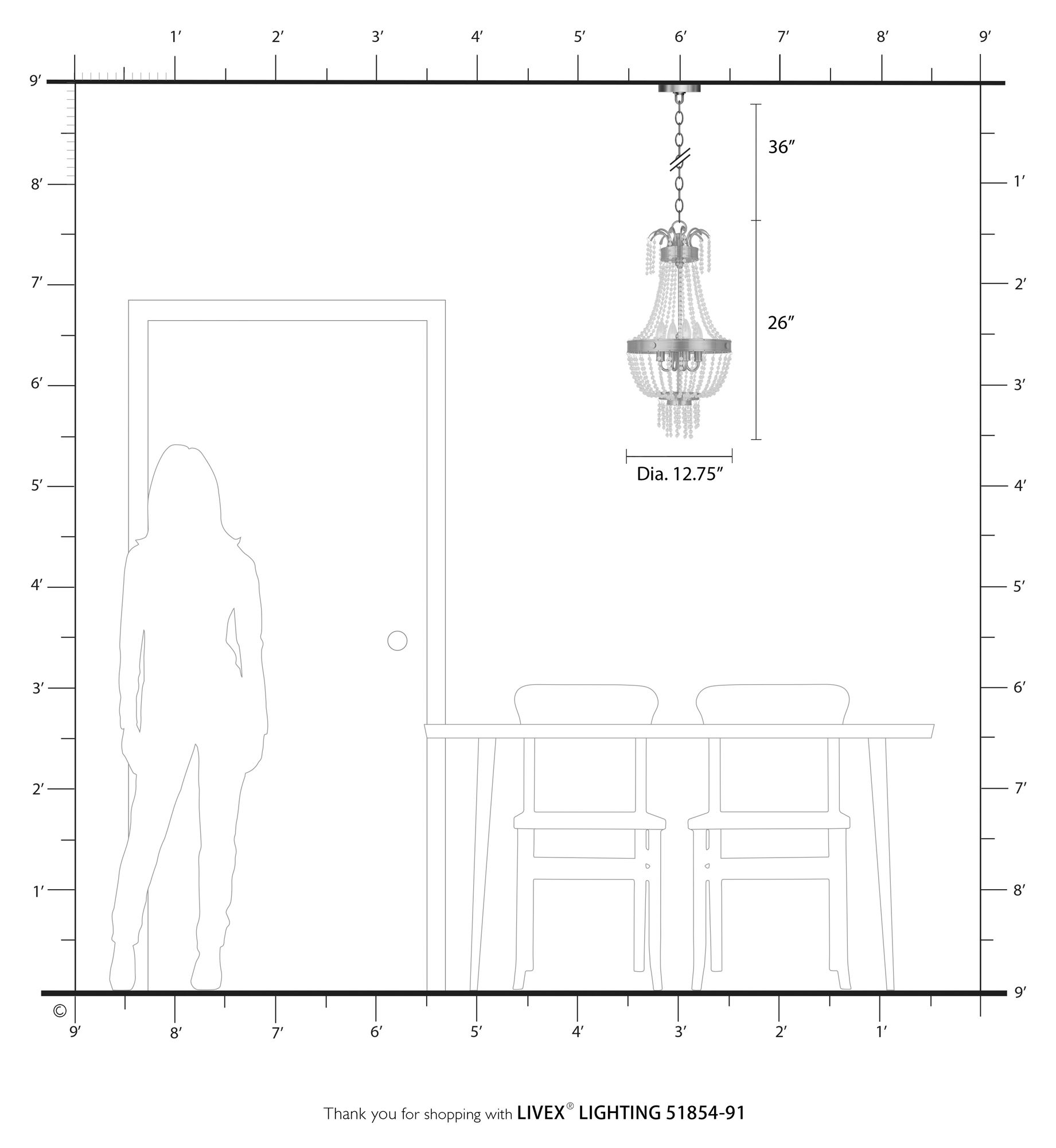 4 Light Brushed Nickel Pendant