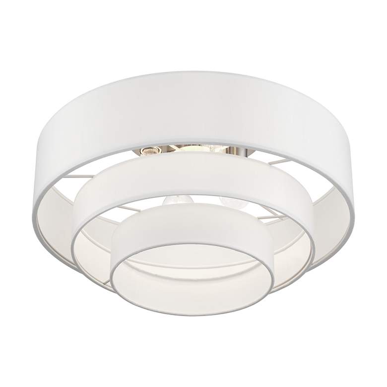 Image 5 4 Light Brushed Nickel Semi-Flush with Off-White Shades more views