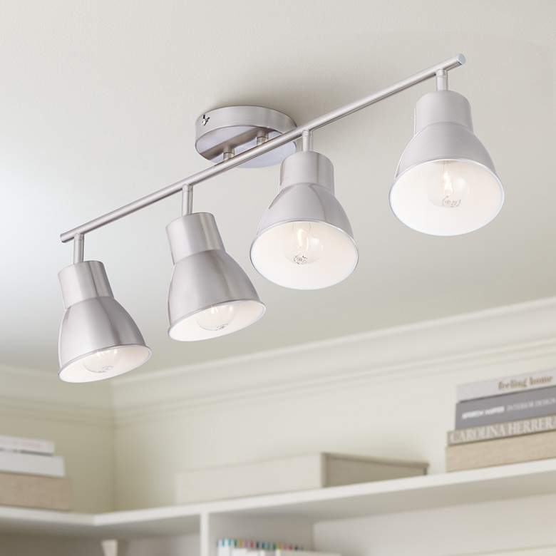Image 1 4-Light Brushed Steel Track Fixture for Celling or Wall by Pro Track