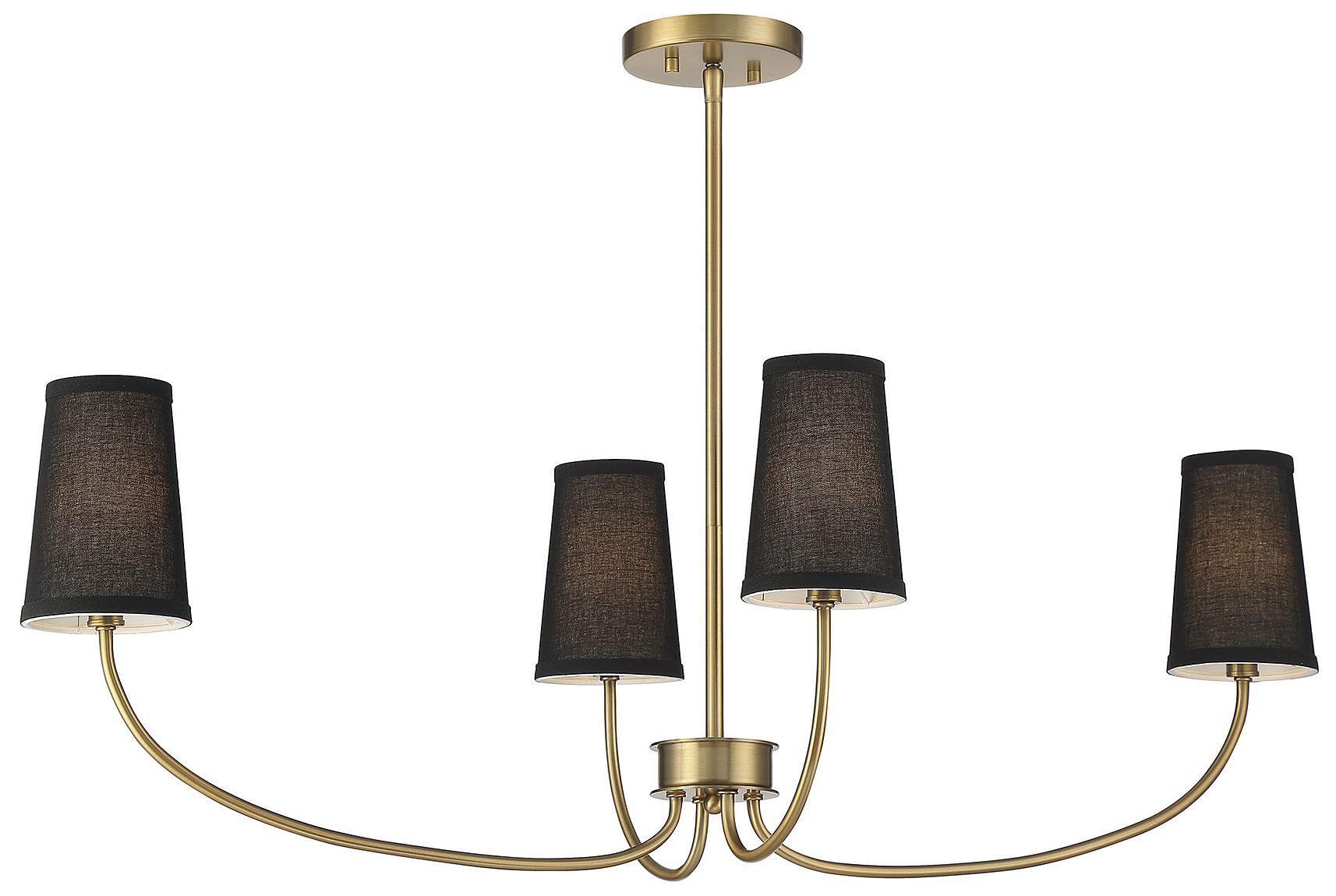 4-Light Chandelier in Natural Brass