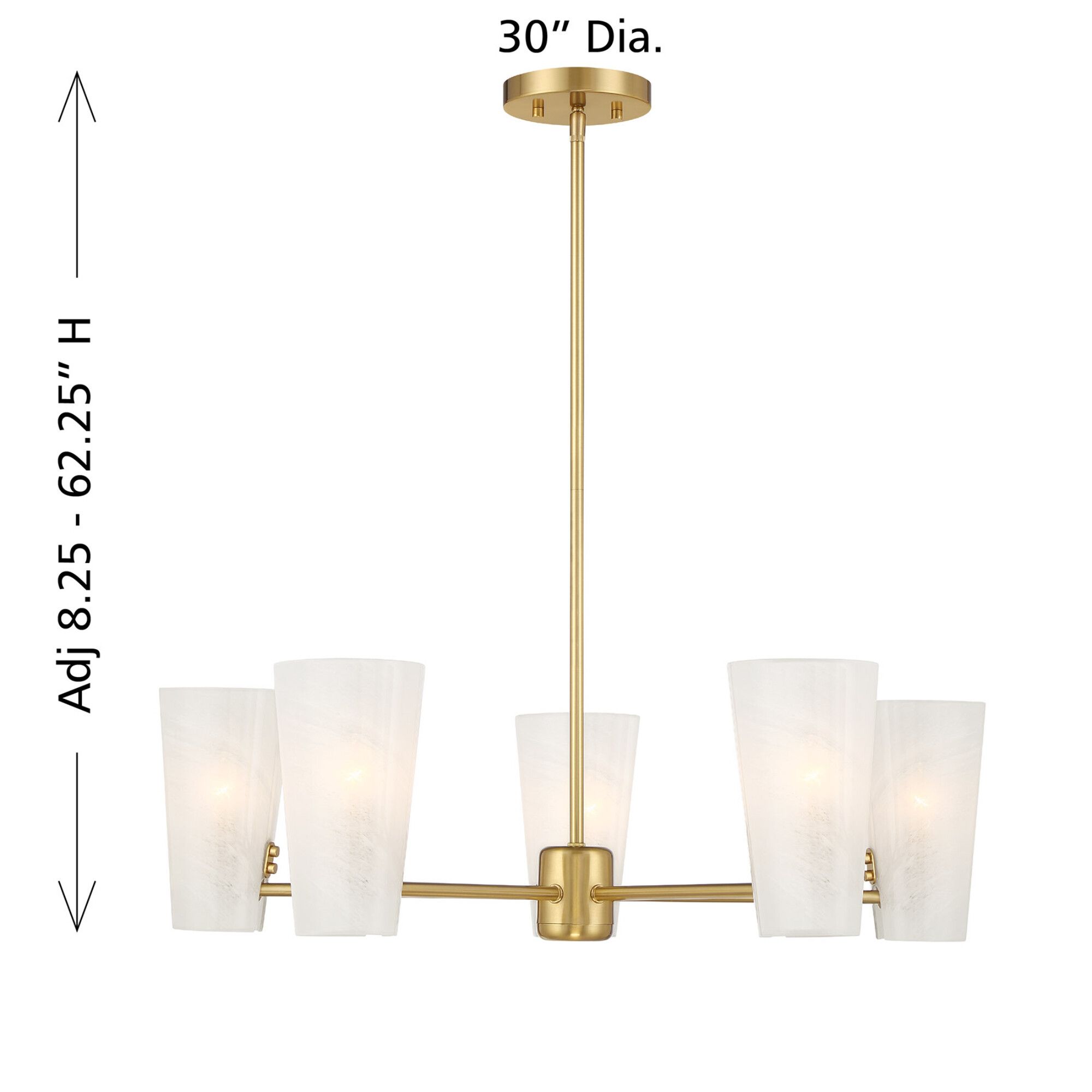 4-Light Chandelier in Natural Brass