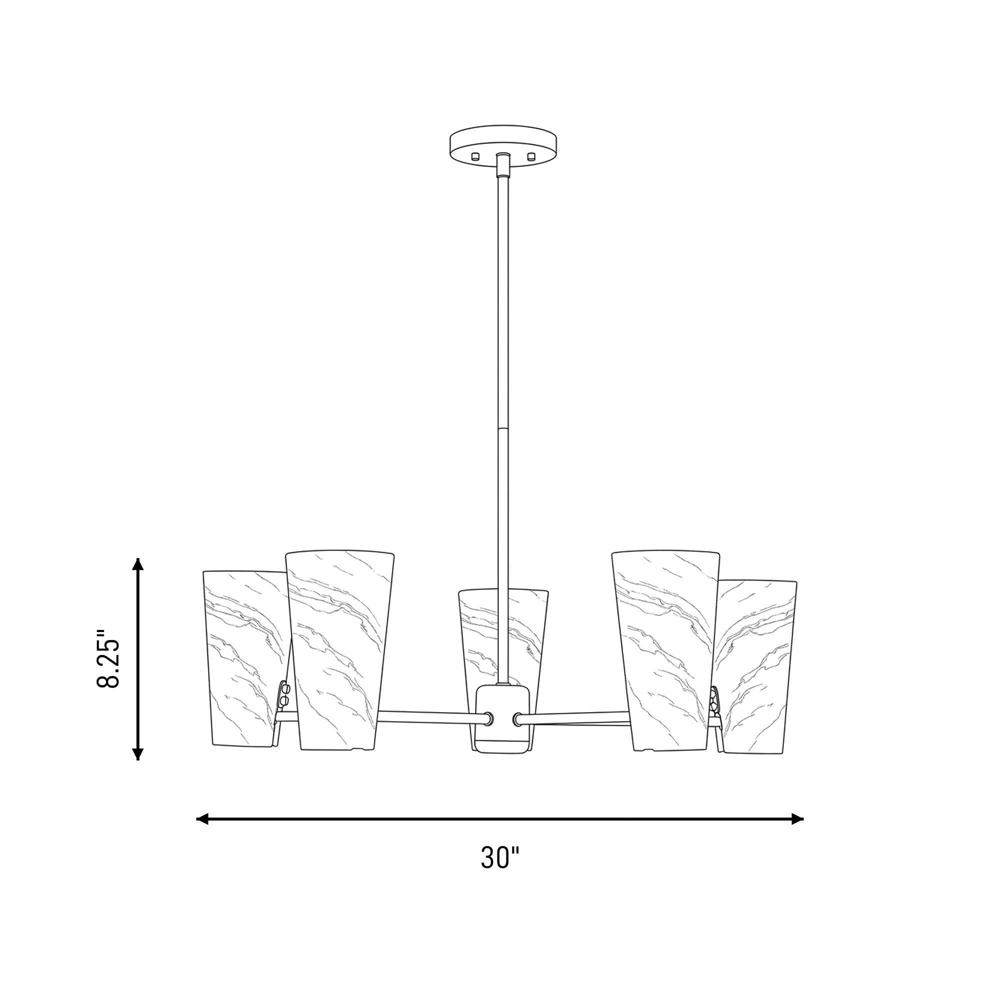 4-Light Chandelier in Natural Brass