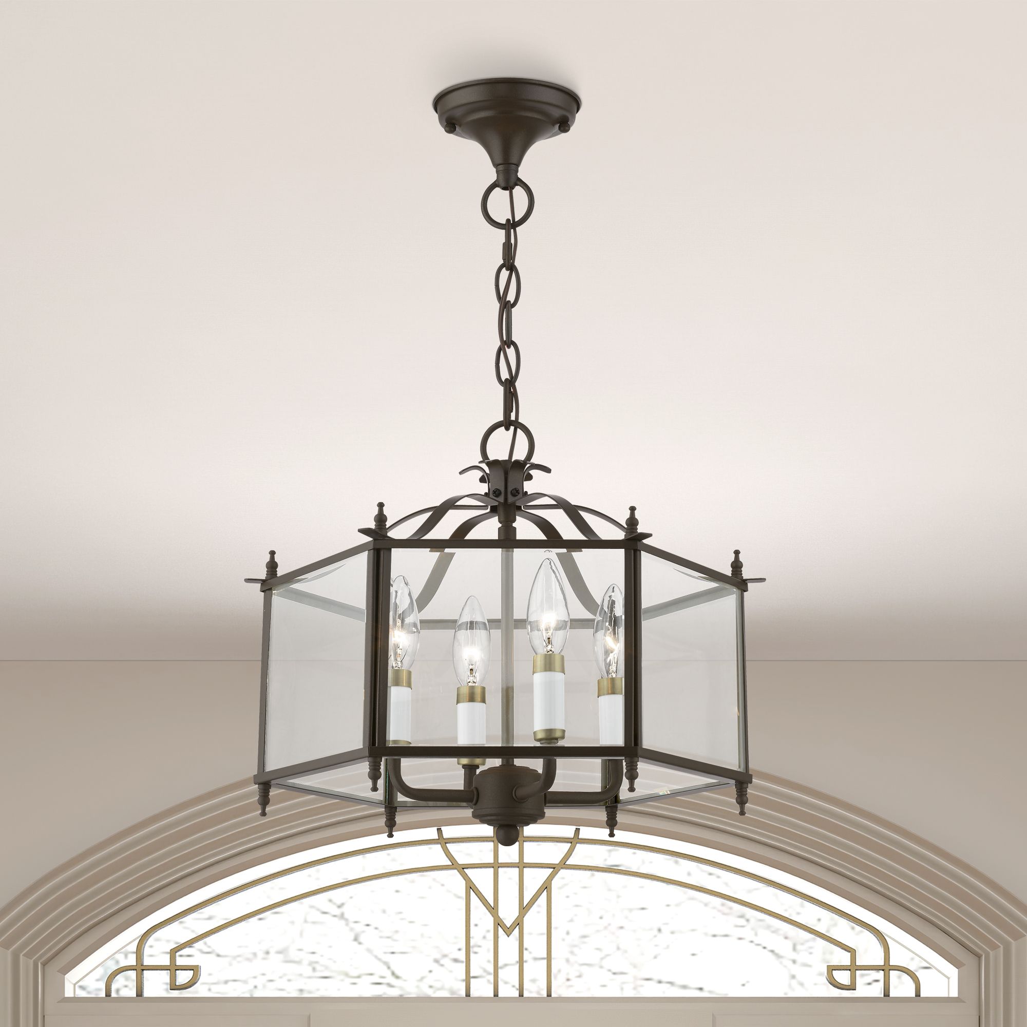 4 Light English Bronze Convertible Pendant / Semi-Flush