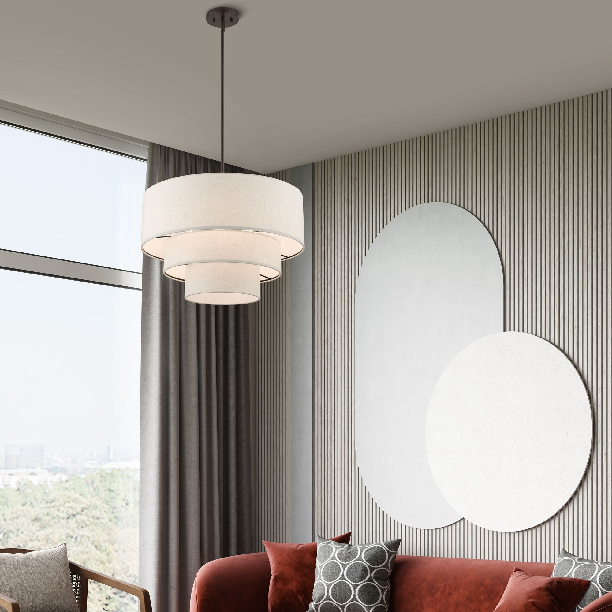 4 Light English Bronze Pendant Chandelier