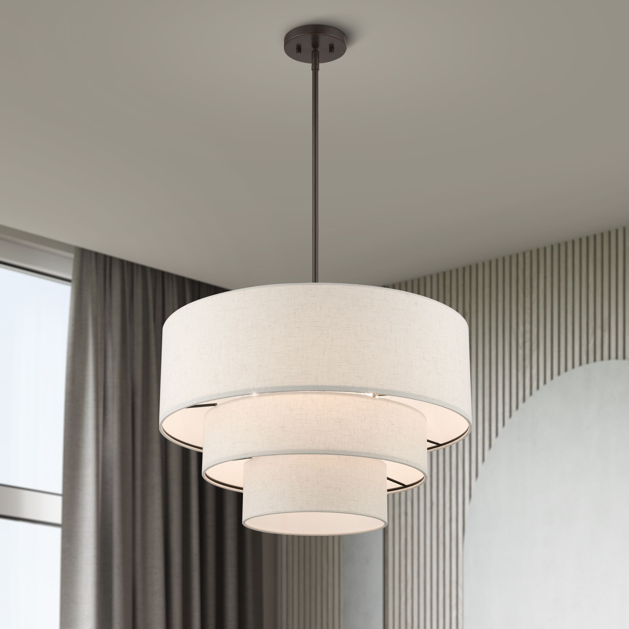 4 Light English Bronze Pendant Chandelier