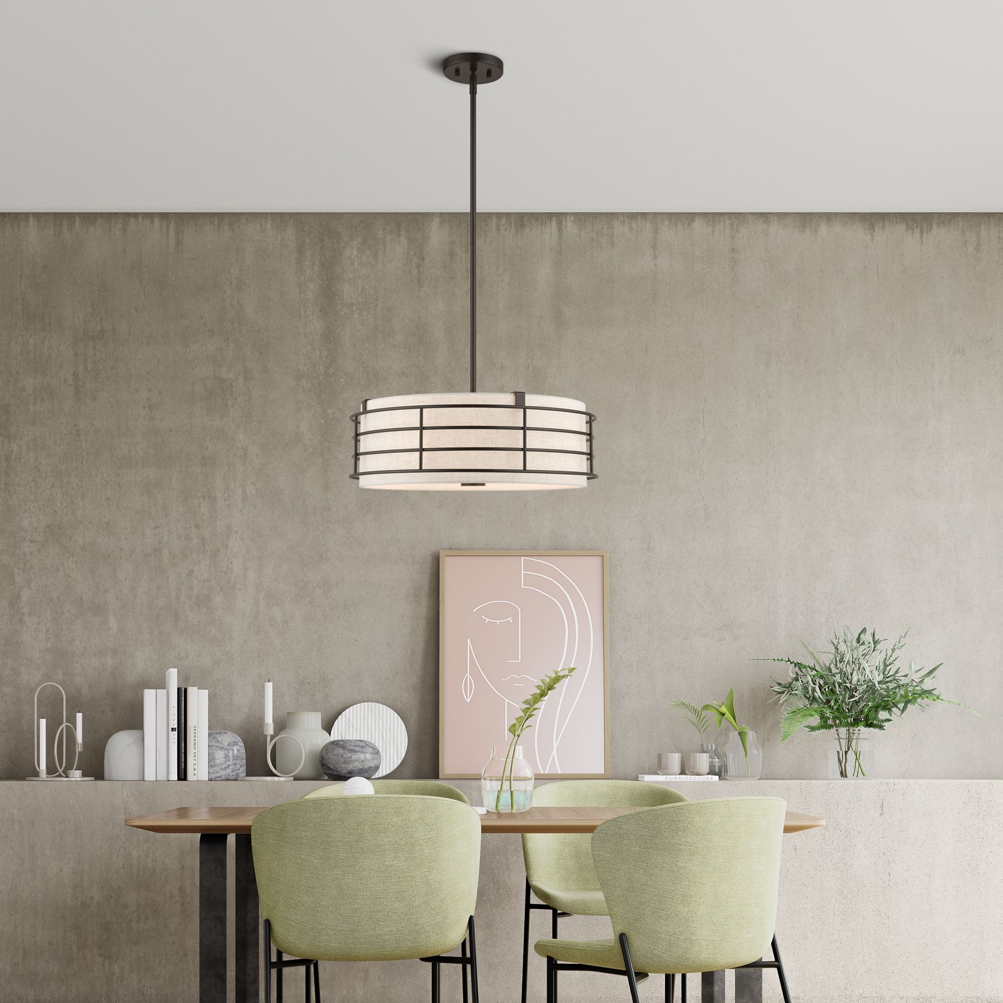 4 Light English Bronze Pendant Chandelier