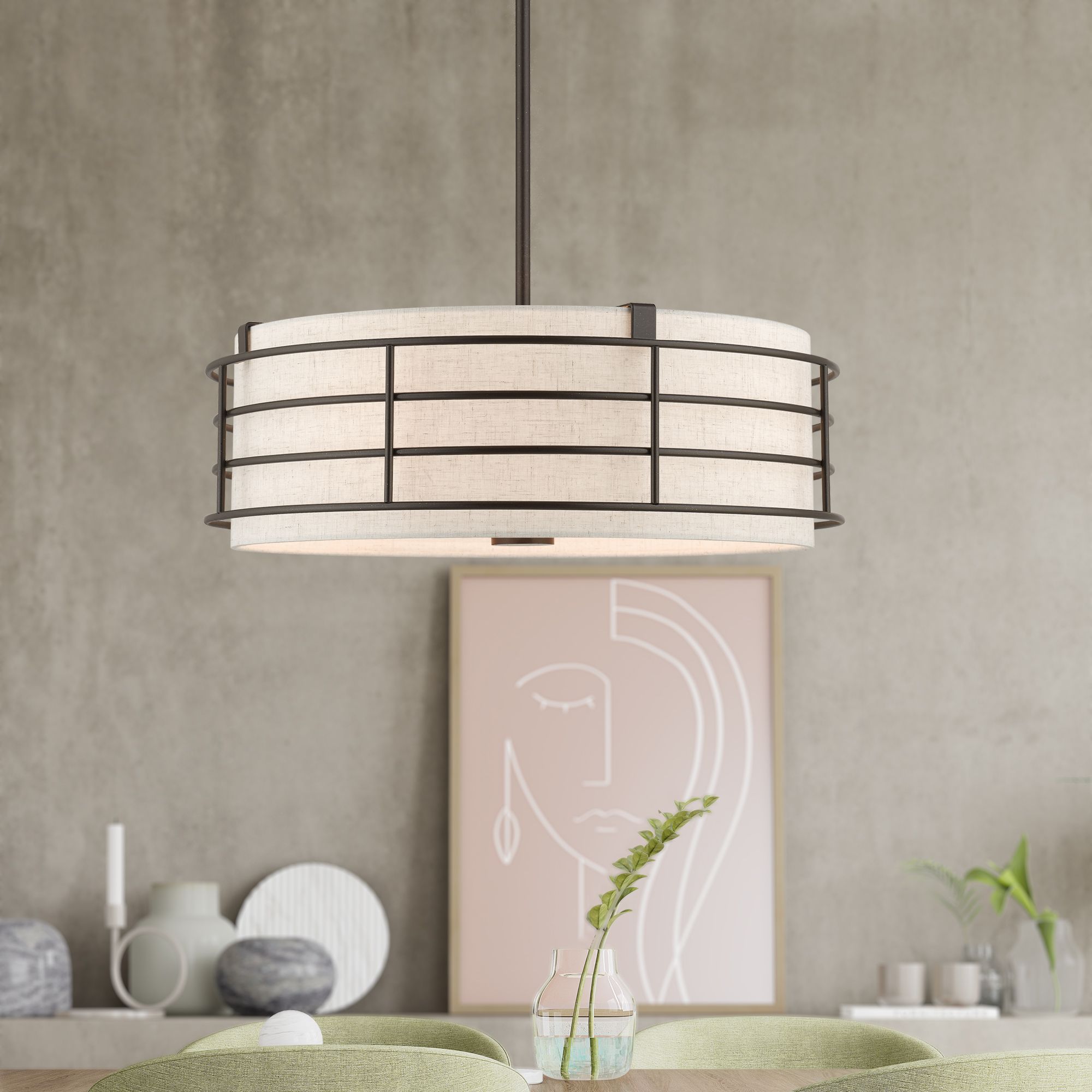 4 Light English Bronze Pendant Chandelier