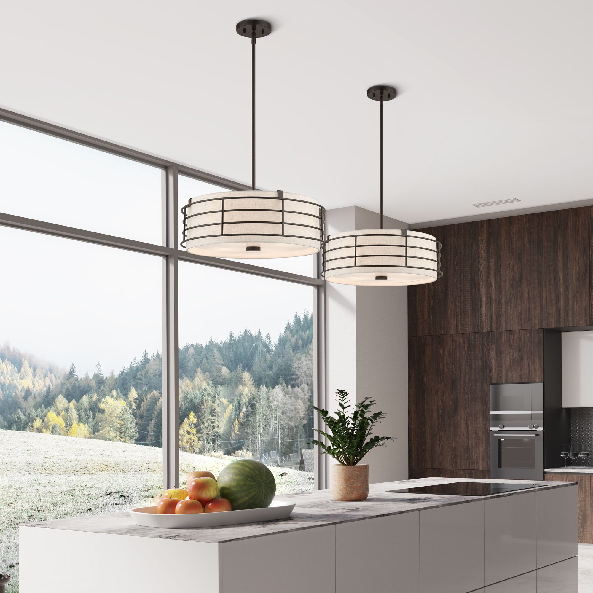 4 Light English Bronze Pendant Chandelier