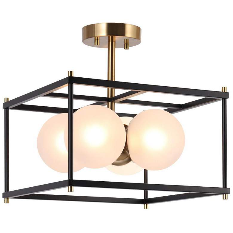 Image 1 4-Light Flat Black and Imitation Electroplated Copper Ceiling Lamp