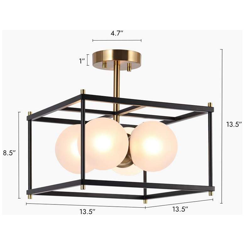 Image 3 4-Light Flat Black and Imitation Electroplated Copper Ceiling Lamp more views