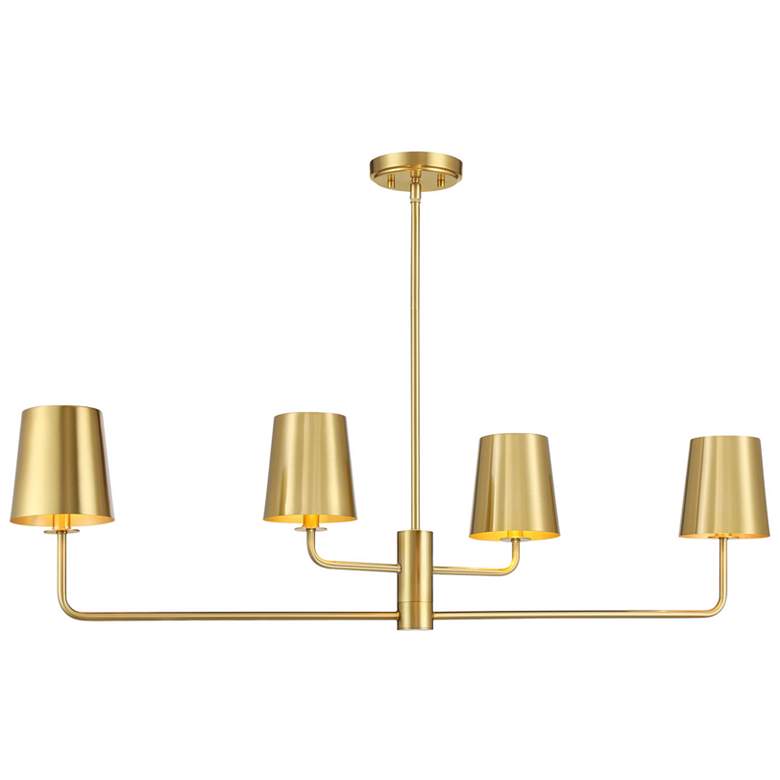 Image 1 4-Light Linear Chandelier in Natural Brass