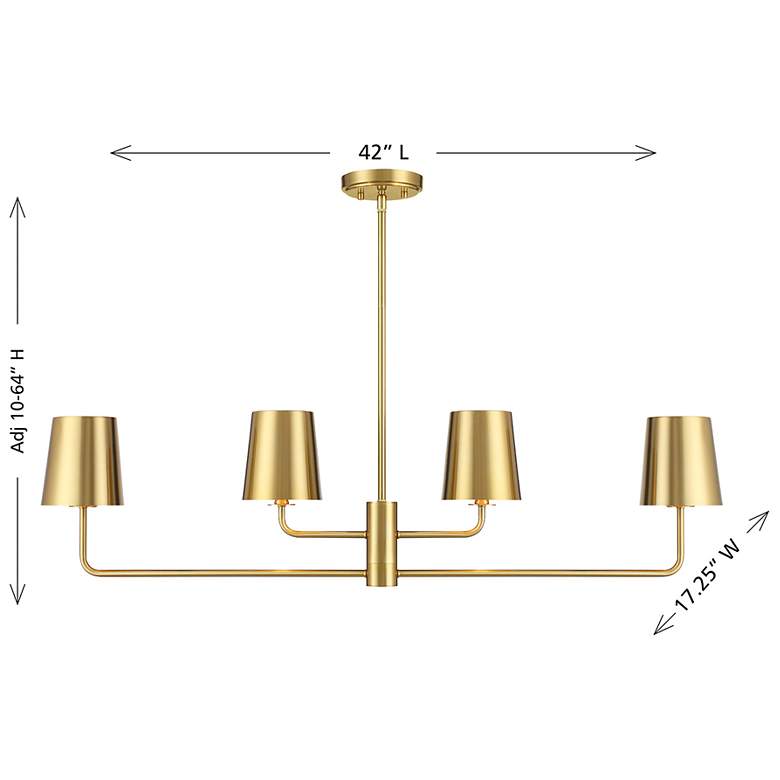 Image 7 4-Light Linear Chandelier in Natural Brass more views