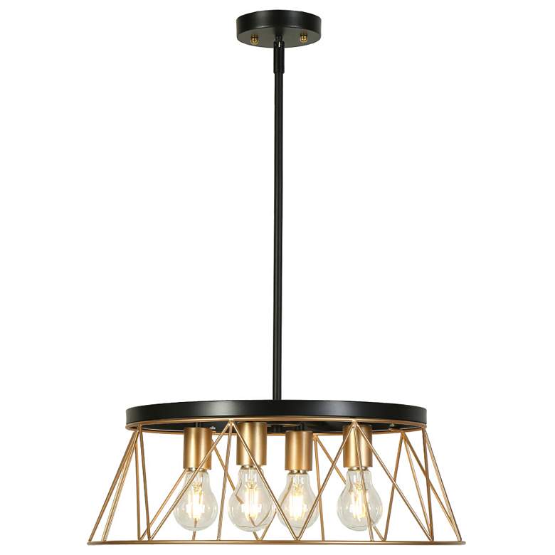 Image 1 4-Light Matte Black and Gold Chandelier