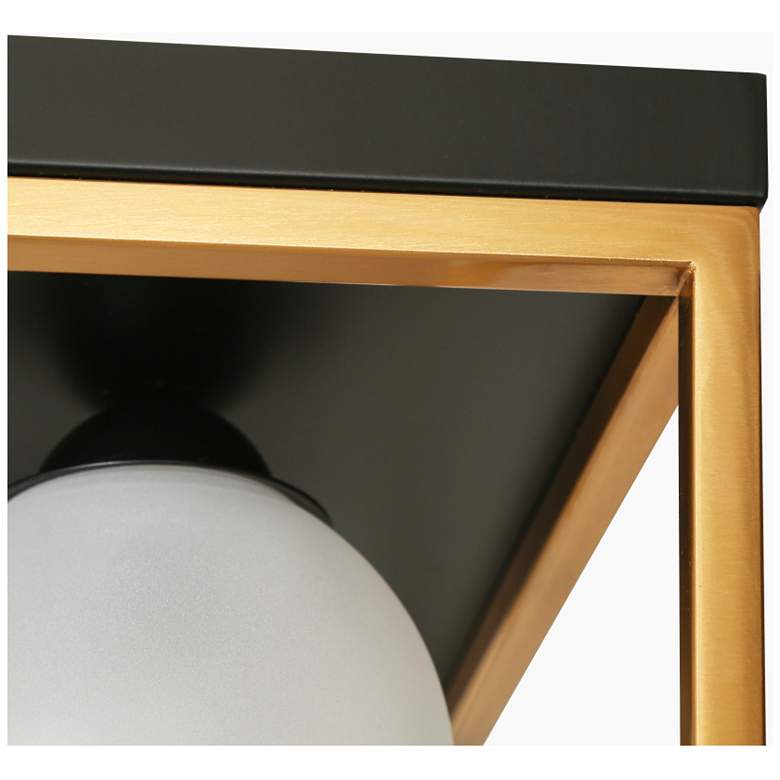 Image 3 4-Light Matte Black and Plating Brass Ceiling Lamp with Frosted Glass more views