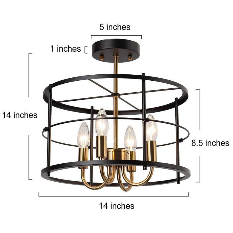 Image 2 4-Light Matte Black and Plating Brass Ceiling Lamp more views