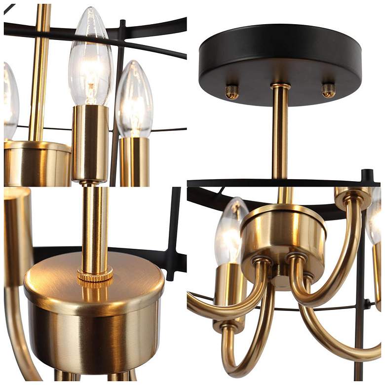 Image 3 4-Light Matte Black and Plating Brass Ceiling Lamp more views