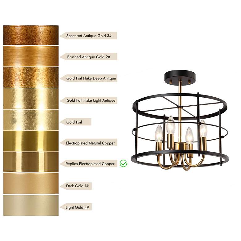 Image 4 4-Light Matte Black and Plating Brass Ceiling Lamp more views