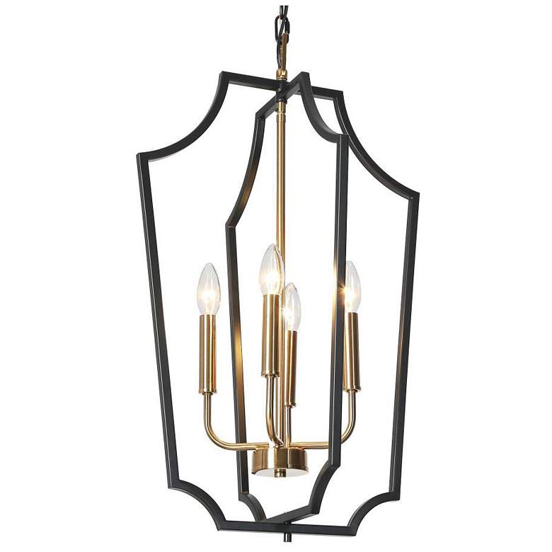 Image 1 4-Light Matte Black and Plating Brass Chandeliers