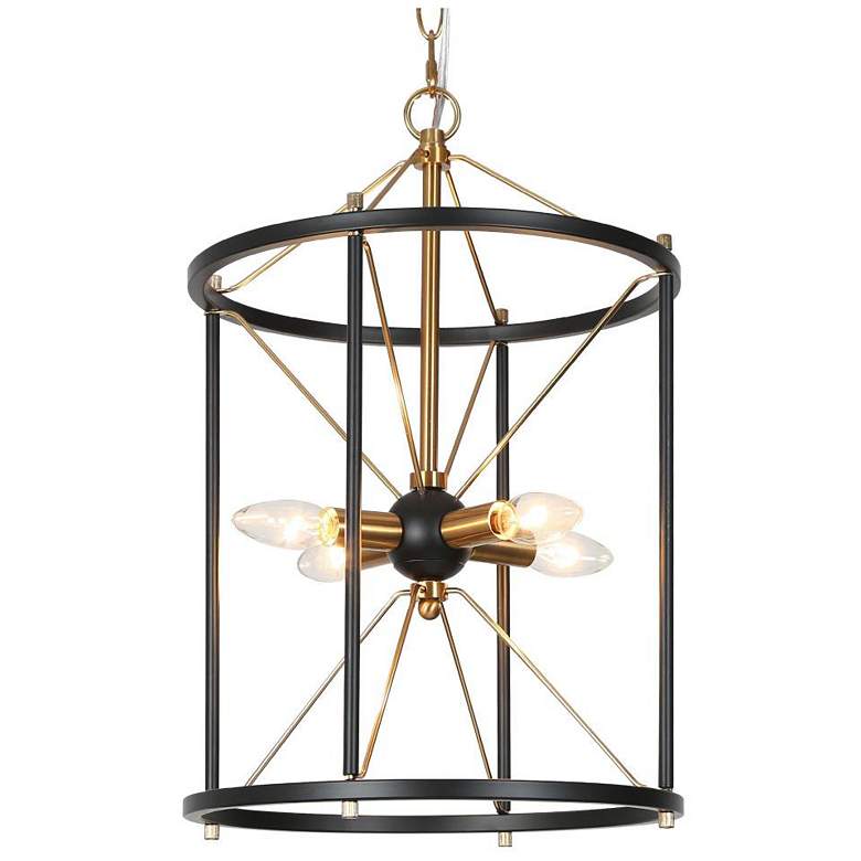 Image 1 4-Light Matte Black and Plating Brass Chandeliers